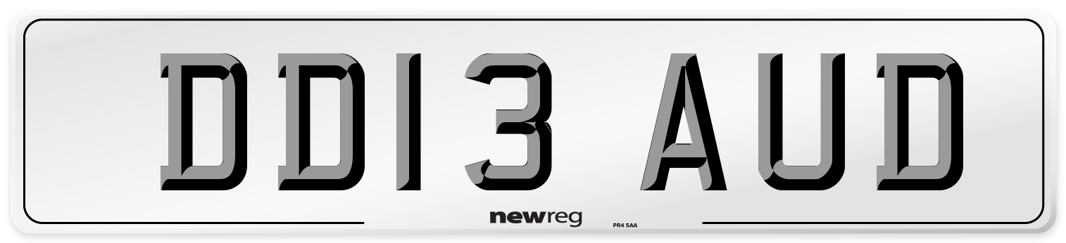 DD13 AUD Number Plate from New Reg